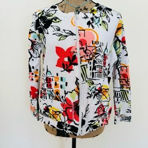 Onque Floral Italy Cotton Zip Up Sweatshirt Cardigan Sweater Pisa Florence Rome